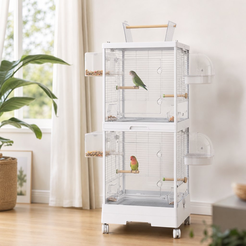 490 Transparent Door Splash Proof Double Layer Bird Cage view 3