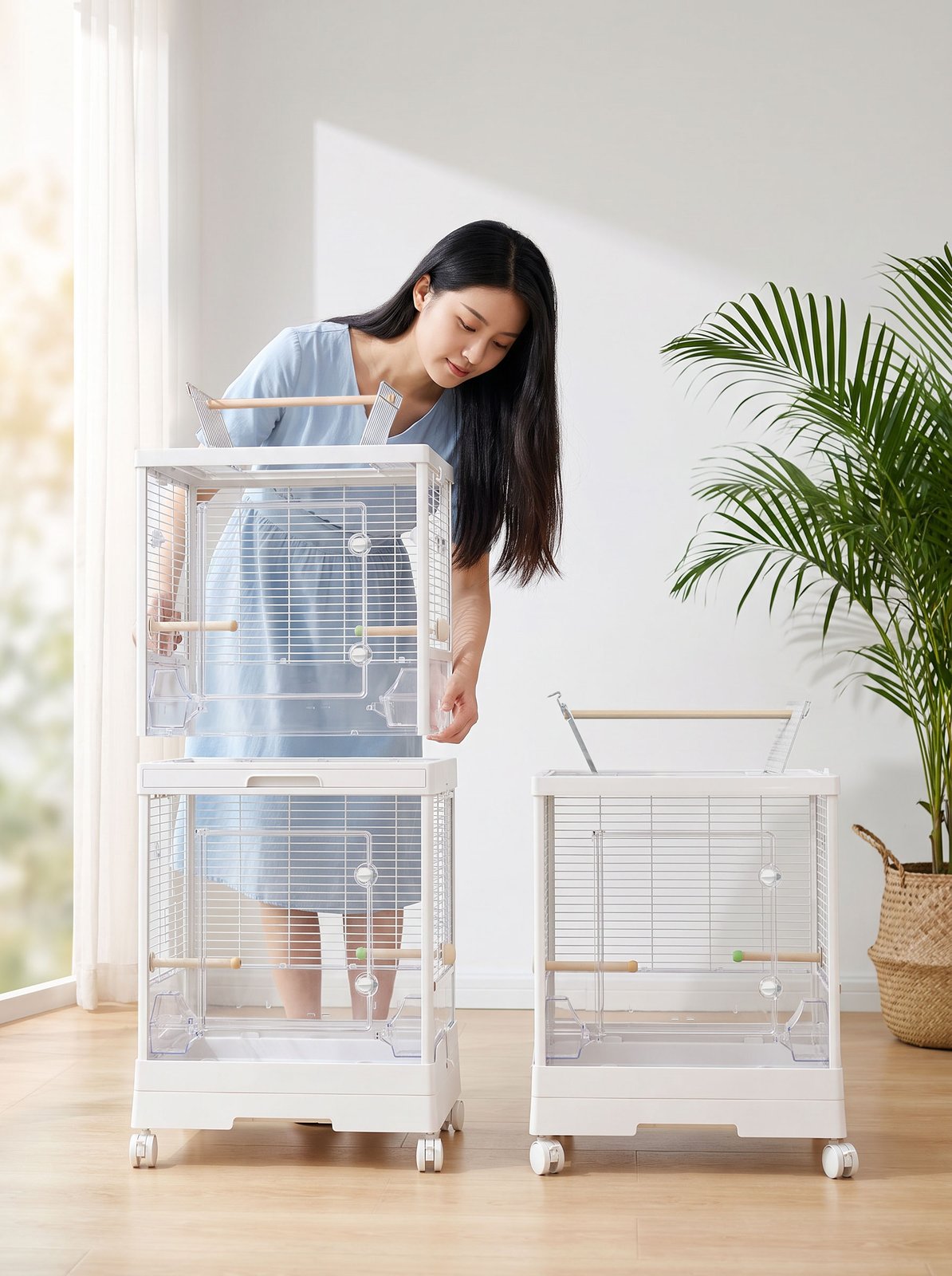 490 Transparent Door Splash Proof Three Layer Bird Cage view 7